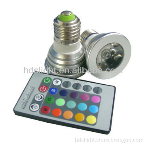 E27/E26 3W RGB Automatic Color changing LED Light